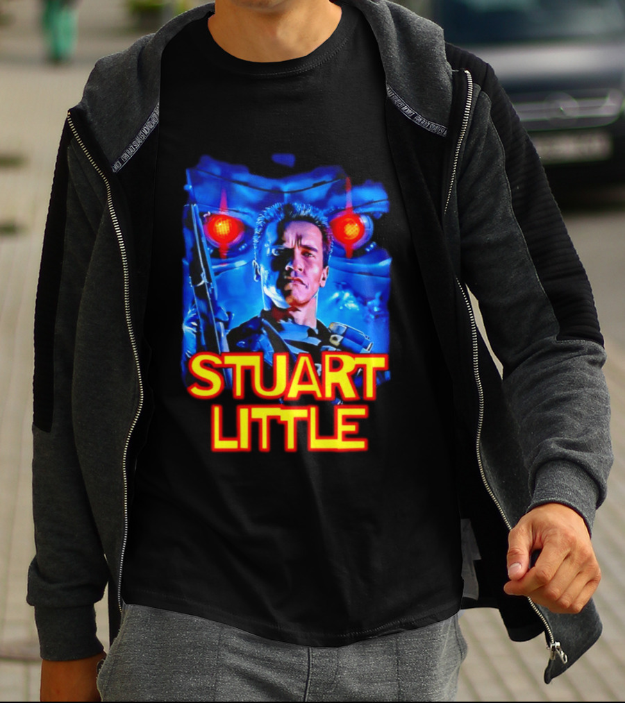 Stuart Little Arnold Schwarzenegger Parody Skynet Cyborg Fusion T-Shirt