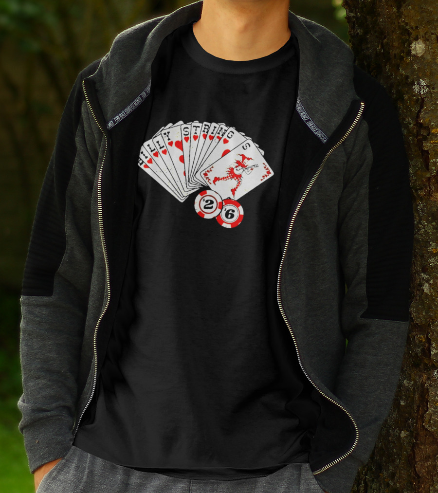 Billy Strings Fall 2026 Playing Cards Design By Miles Koldweyn With Poker Chips And Red Dragon T-Shirt