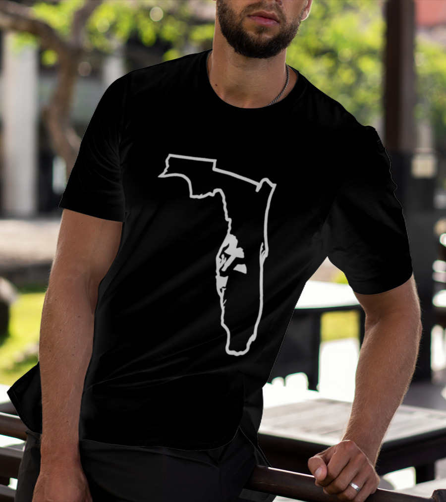 Florida State Outline Map White On Black T-Shirt