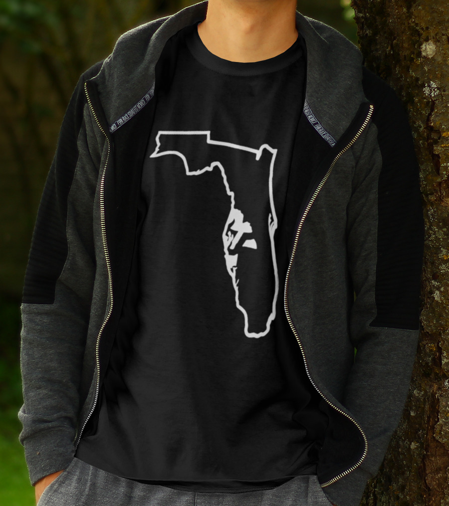 Florida State Outline Map White On Black T-Shirt