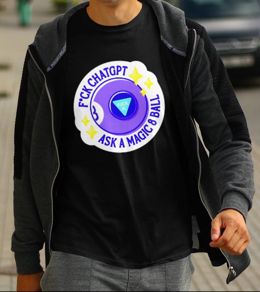 F*ck ChatGPT Ask A Magic 8 Ball F*ck AI Purple With Stars T-Shirt