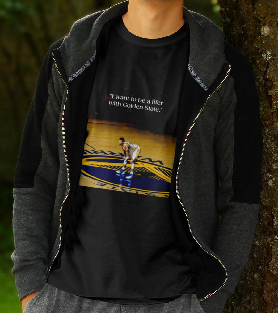 Golden State Warriors Stephen Curry I Want To Be A Lifer With Golden State Basketball Court T-Shirt