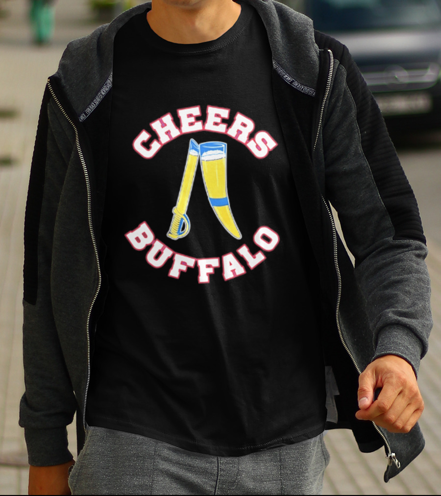 Cheers Buffalo Viking Drinking Horn And Saber T-Shirt