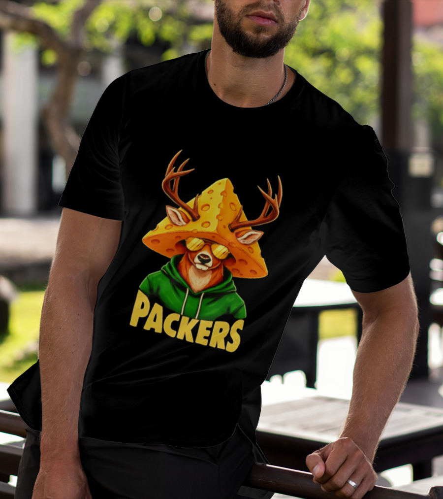 Cheesehead Deer Packers Fan Gear Green Bay Football T-Shirt