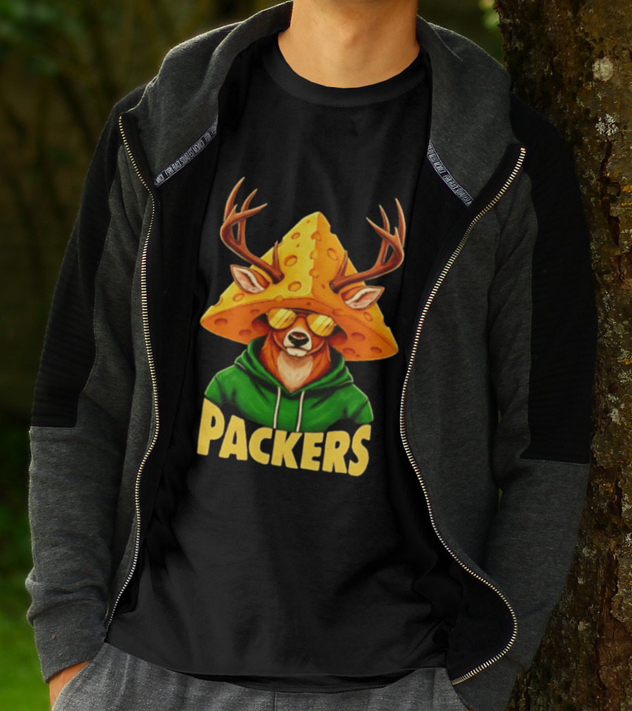 Cheesehead Deer Packers Fan Gear Green Bay Football T-Shirt