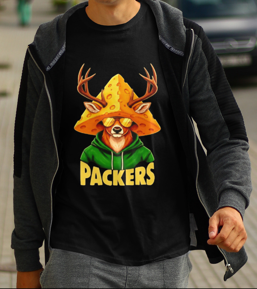 Cheesehead Deer Packers Fan Gear Green Bay Football T-Shirt