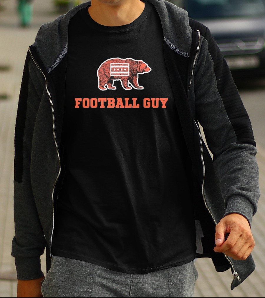 Chicago Bears Football Guy With Chicago Flag And Bear T-Shirt