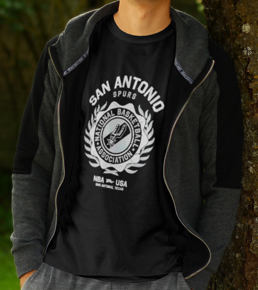 San Antonio Spurs NBA USA National Basketball Association Laurel Crest Flocking 2026 T-Shirt