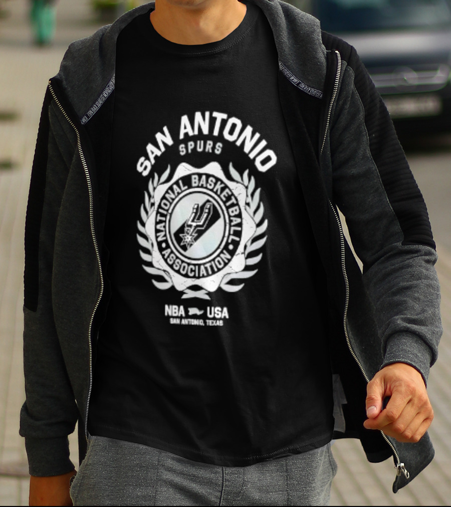 San Antonio Spurs NBA USA National Basketball Association Laurel Crest Flocking 2026 T-Shirt