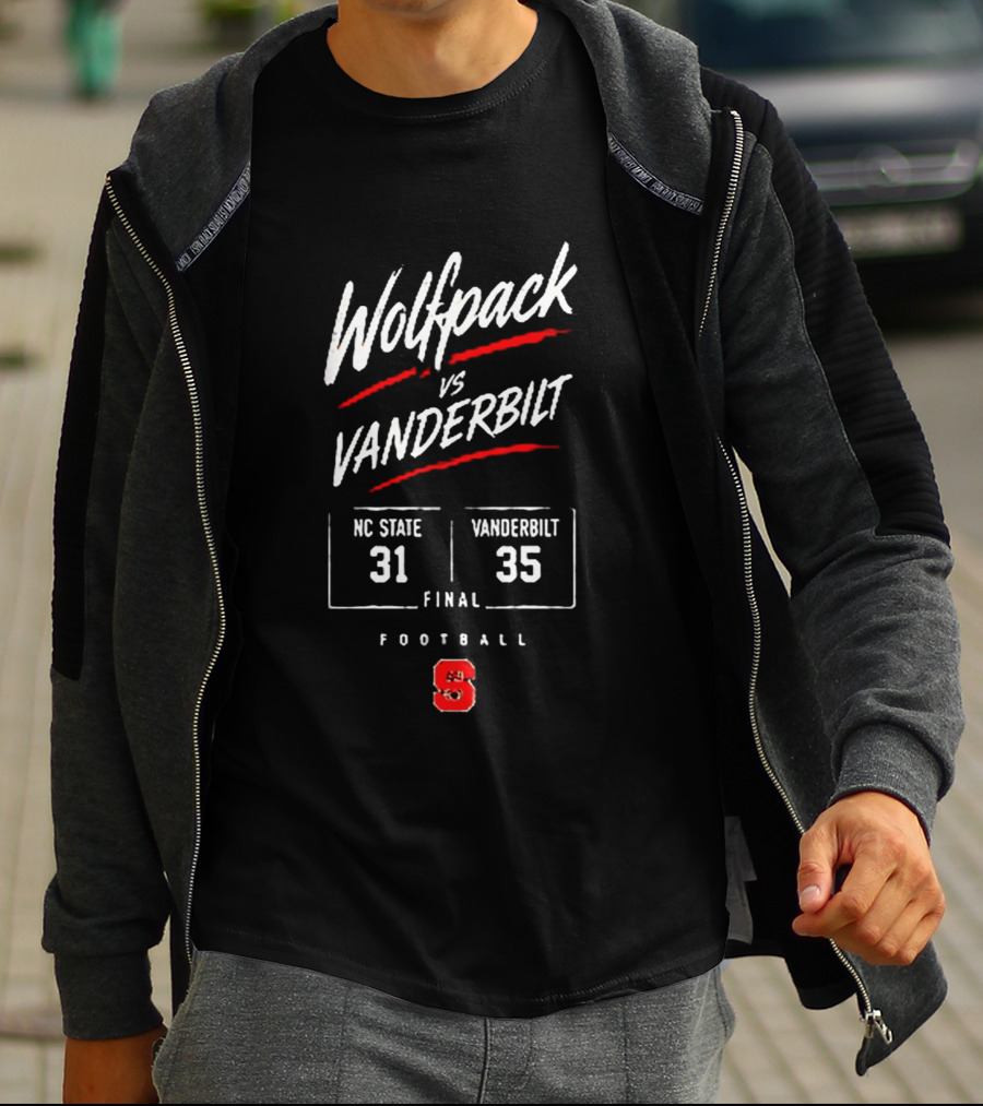 Wolfpack Vs Vanderbilt NC State 31 Vanderbilt 35 Final Football Score Matchup T-Shirt
