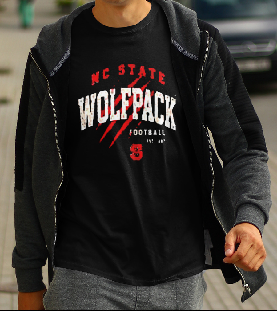NC State Wolfpack Football Scratch Mark Est 89 T-Shirt