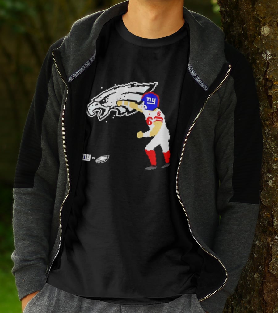 New York Giants Jaxson Dart Vs Philadelphia Eagles Retro Pixel T-Shirt