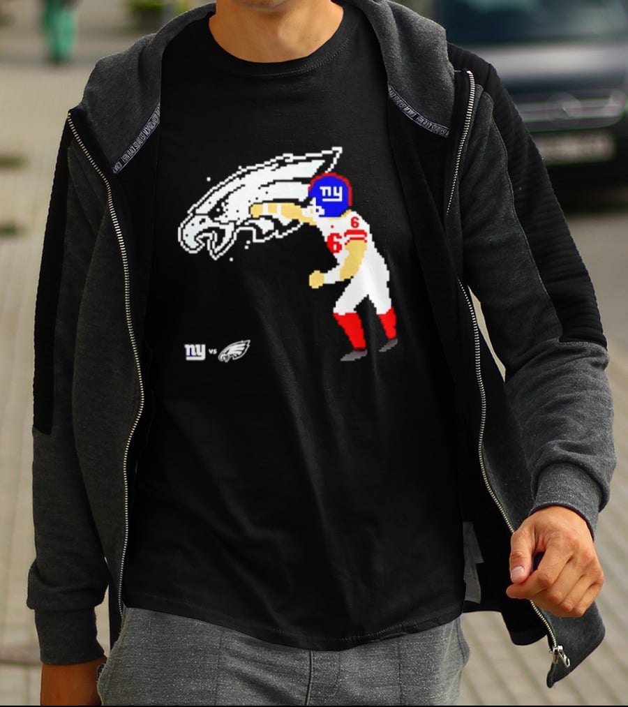 New York Giants Jaxson Dart Vs Philadelphia Eagles Retro Pixel T-Shirt