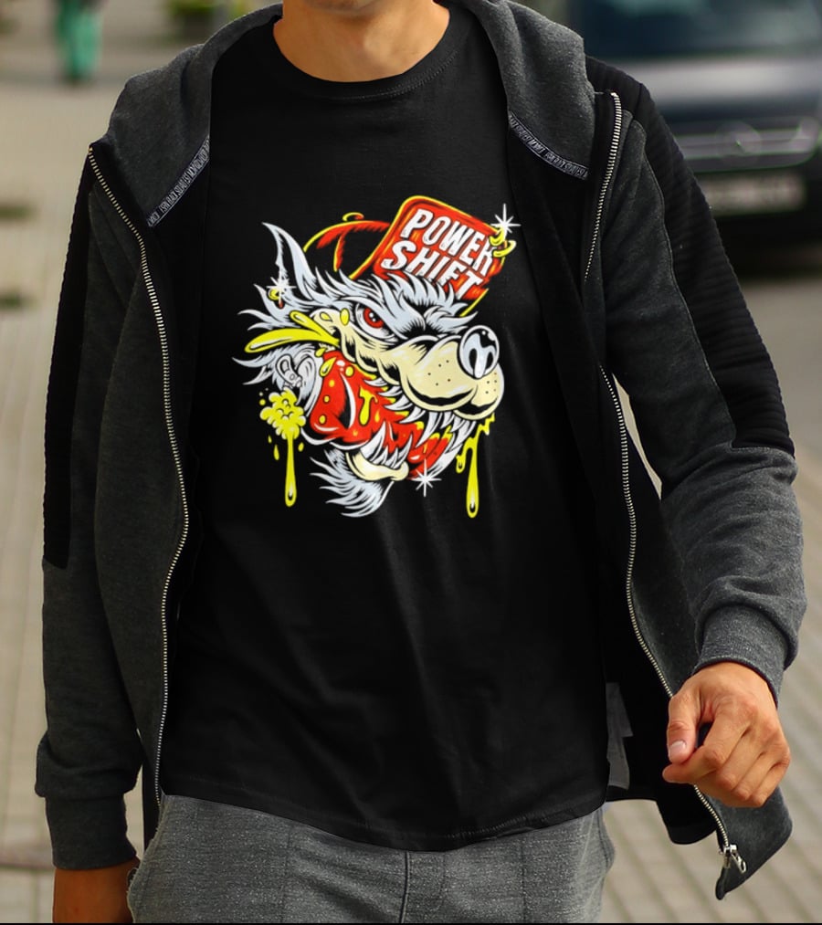 Power Shift Wolf Streetwear Urban Style Clothing T-Shirt