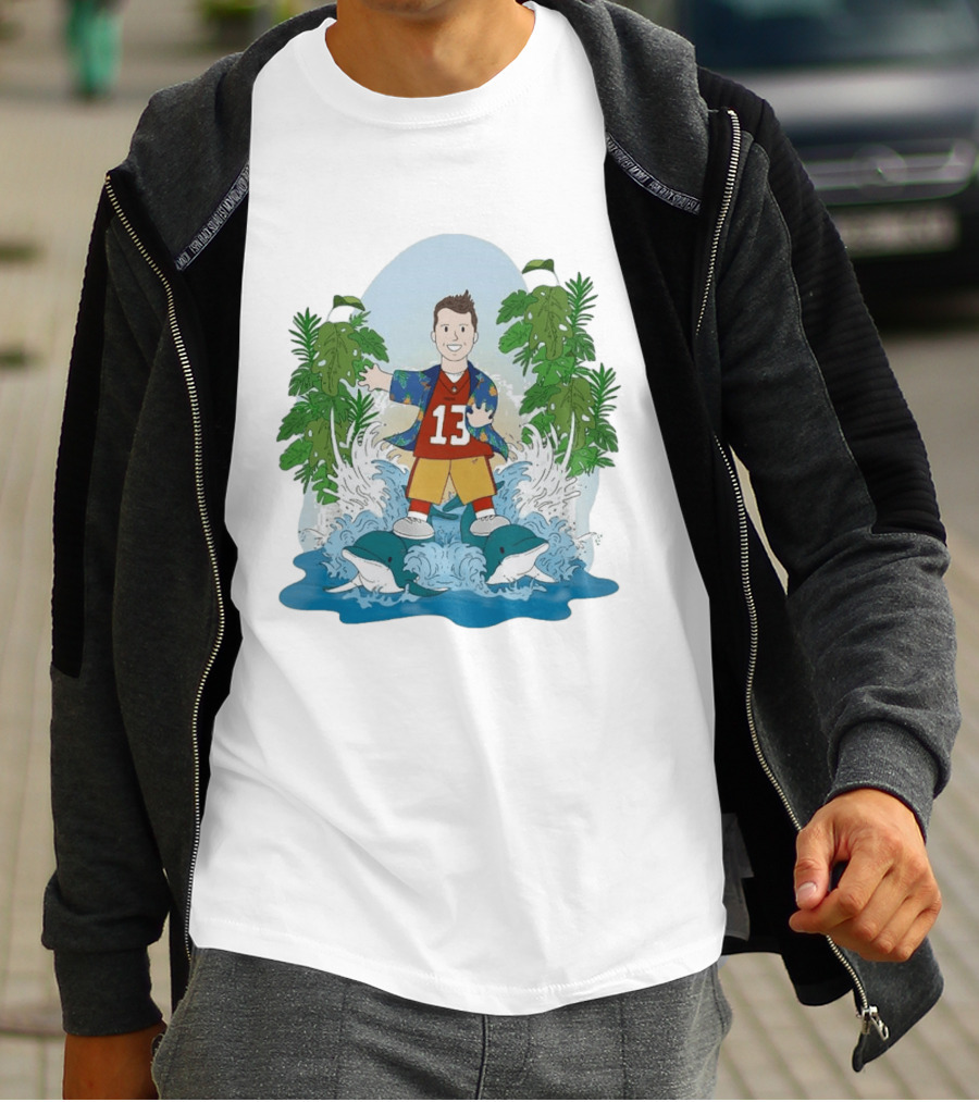 Brock Purdy 13 Surfing Dolphins Tropical Paradise Adventure T-Shirt