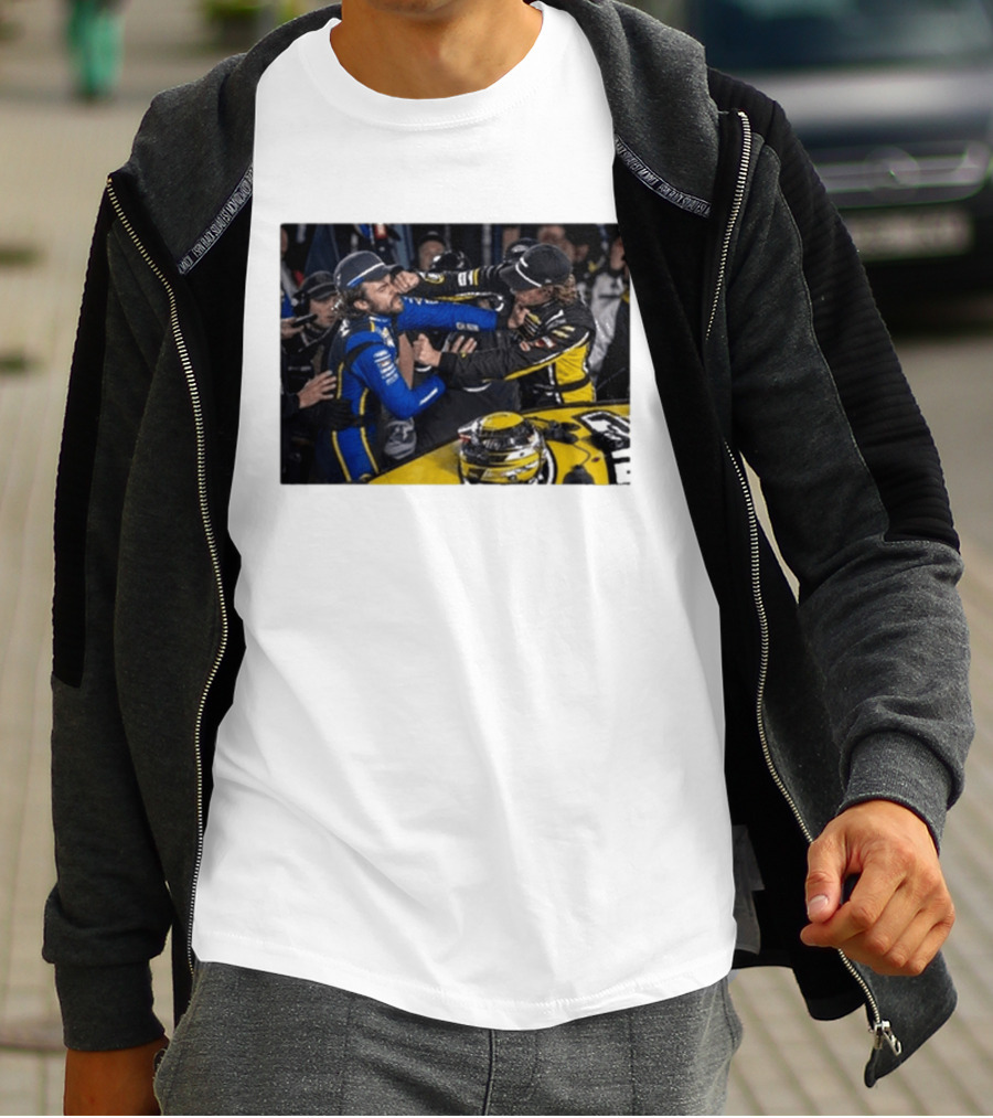 Carson Hocevar Vs Ryan Blaney NASCAR Fight Racing Rivalry Scene T-Shirt