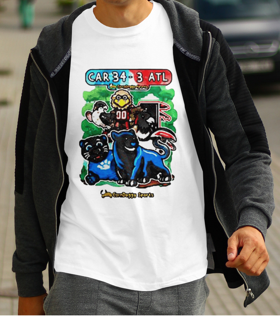 CAR 34 3 ATL CornDoggy Sports Panthers Falcons Cartoon Game Day T-Shirt