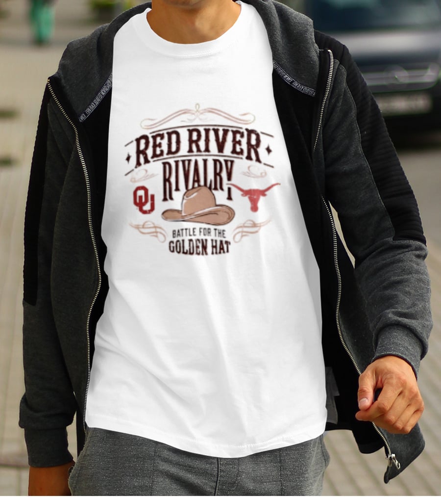 Oklahoma Sooners Texas Longhorns 2026 Red River Rivalry Battle For The Golden Hat T-Shirt