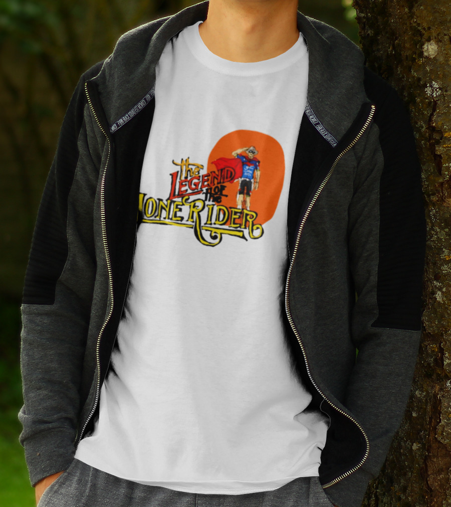 Legend Of The Lone Rider Cyclist Red Cape Blue Outfit T-Shirt