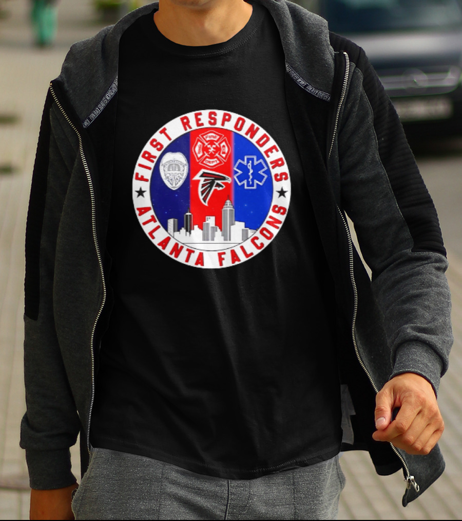 Atlanta Falcons First Responders 9.11 Never Forget Skyline T-Shirt