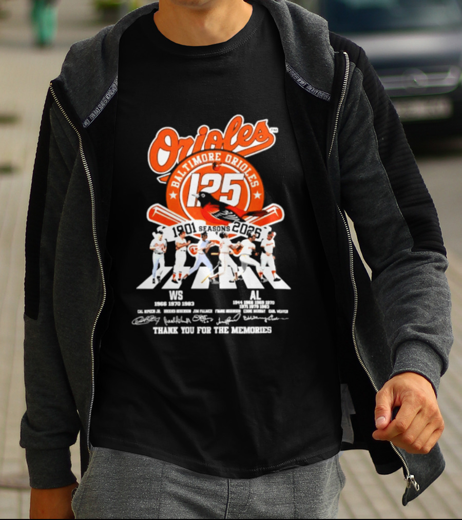 Baltimore Orioles 125 Seasons 1901 2025 Thank You For The Memories T-Shirt