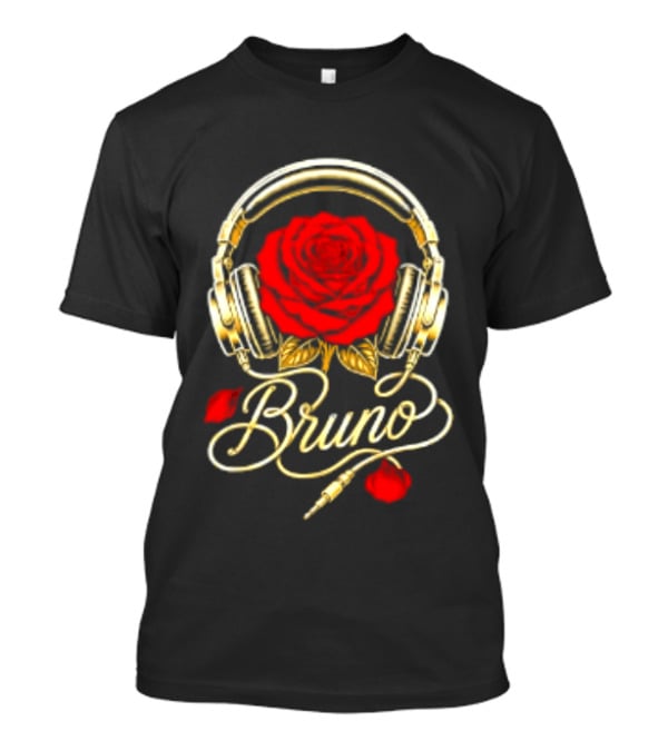 Bruno Headphones And Red Rose T-Shirt