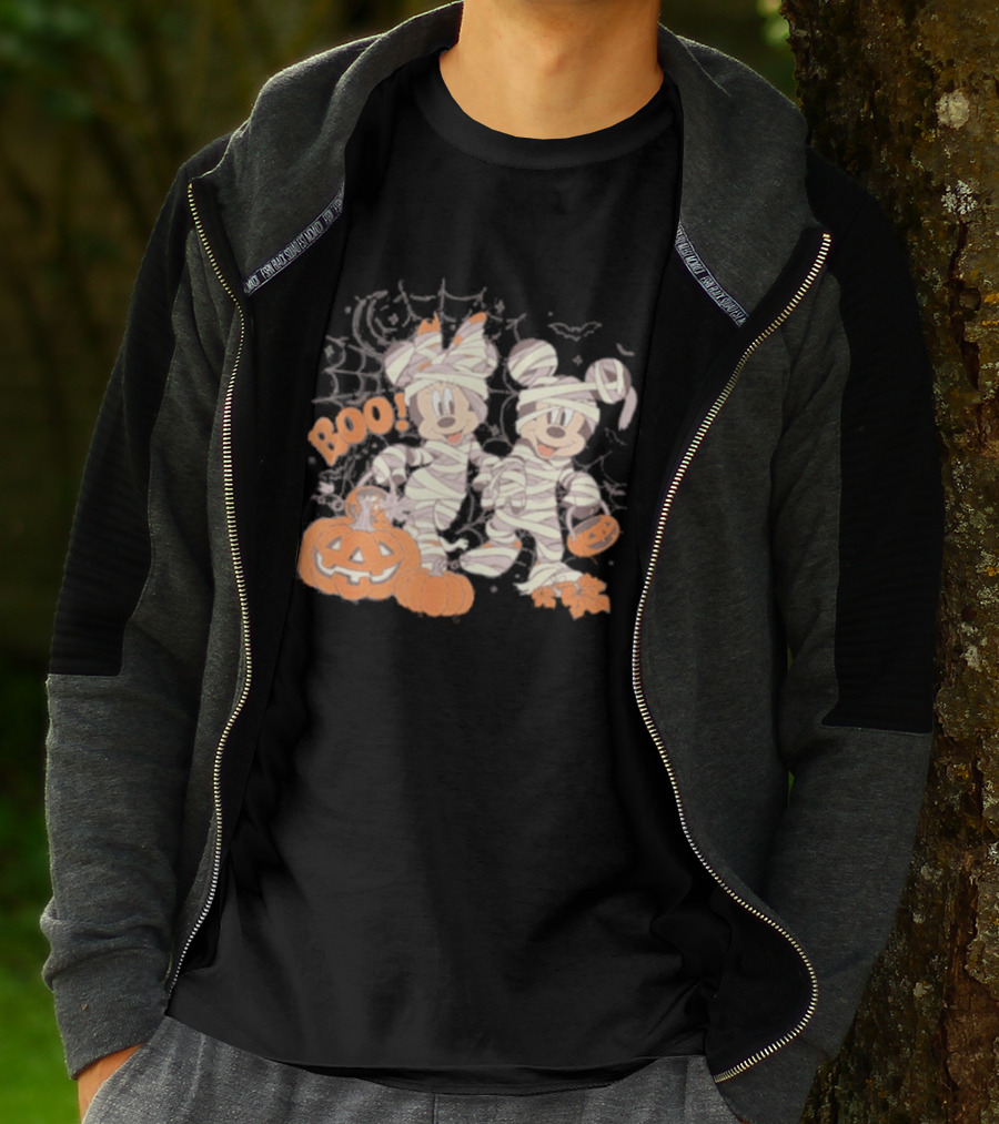 Mickey Minnie Mummy Halloween Boo Disney Spooky Pumpkin T-Shirt