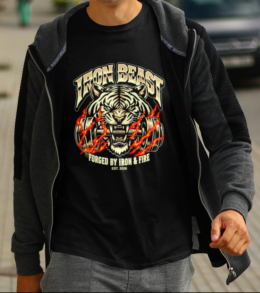 Iron Beast Tiger Forged By Iron And Fire Est 2026 T-Shirt