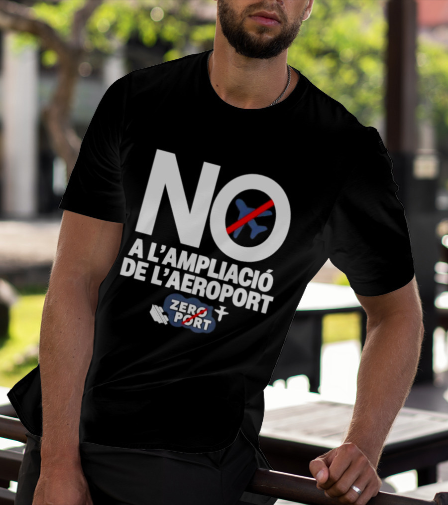 No A L'Ampliació De L'Aeroport Zero Port Avió Creuat T-Shirt
