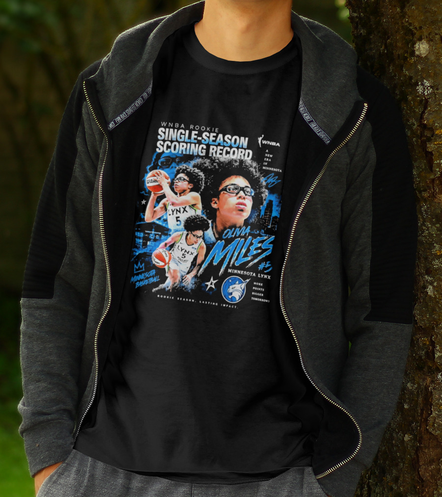 WNBA Rookie Olivia Miles Minnesota Lynx Single Season Scoring Record Impact T-Shirt