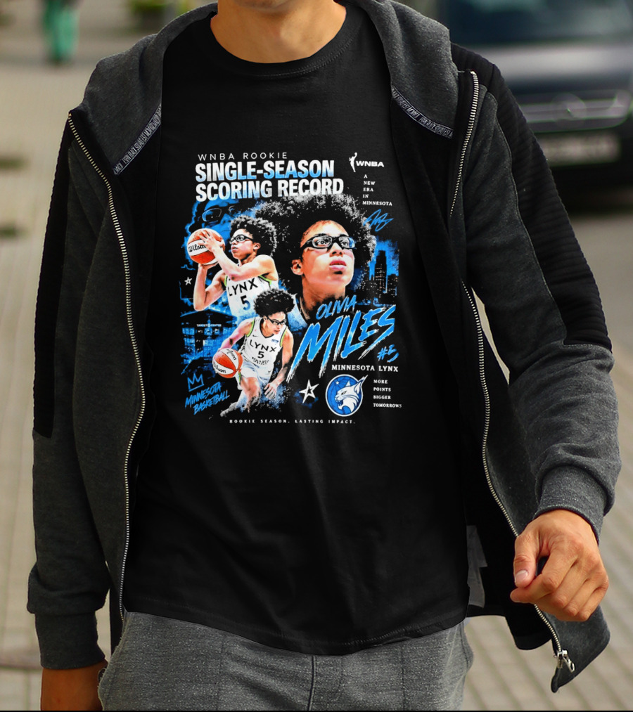 WNBA Rookie Olivia Miles Minnesota Lynx Single Season Scoring Record Impact T-Shirt