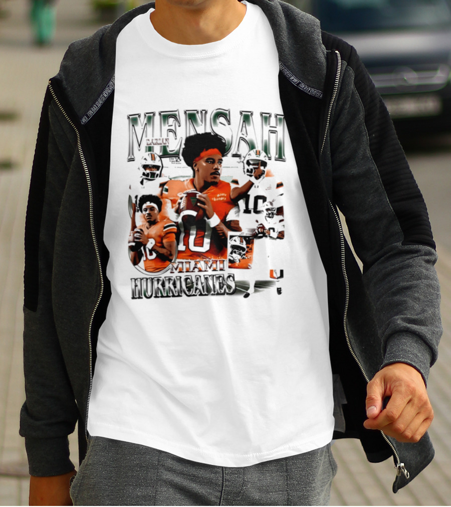 Darian Mensah Miami Hurricanes 10 Football Player Collage T-Shirt