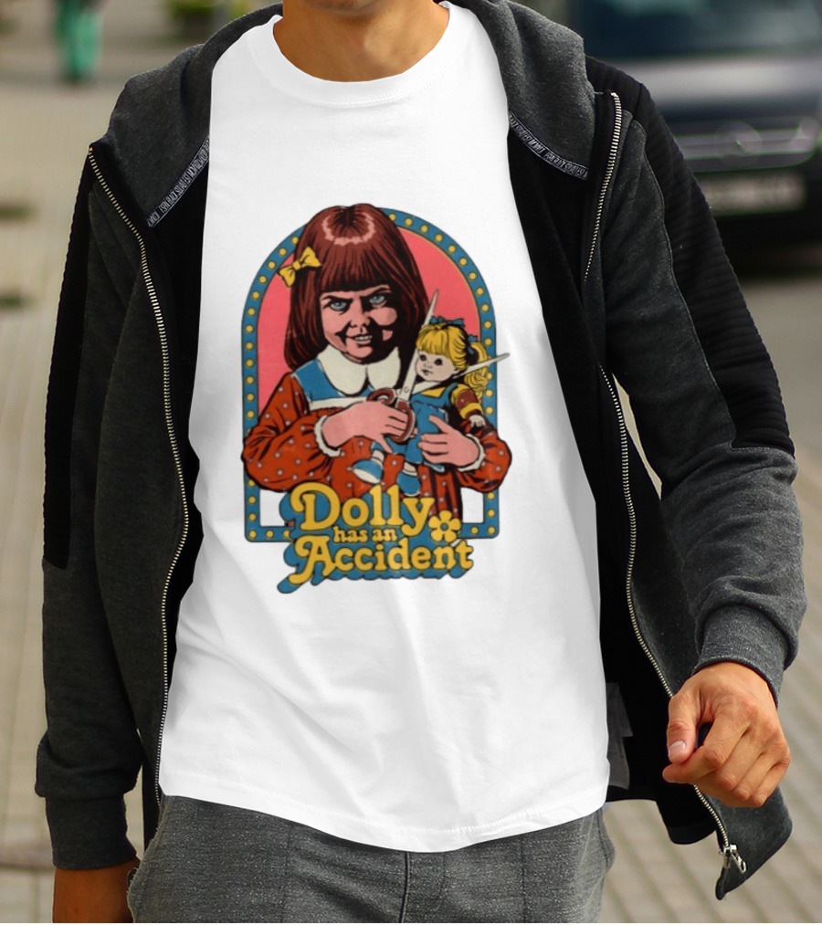 Dolly Has An Accident Creepy Doll Steven Rhodes T-Shirt