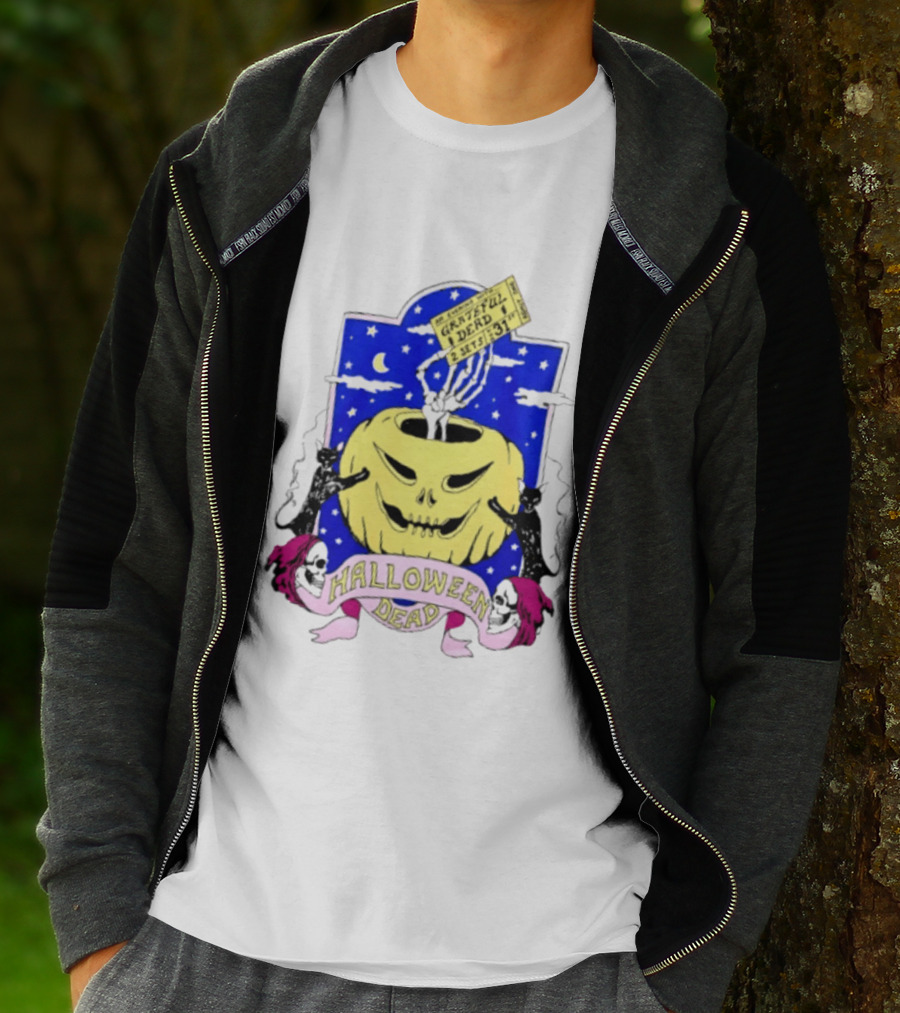 Grateful Dead Halloween Skeleton Hand With Pumpkin And Ticket 1971 T-Shirt