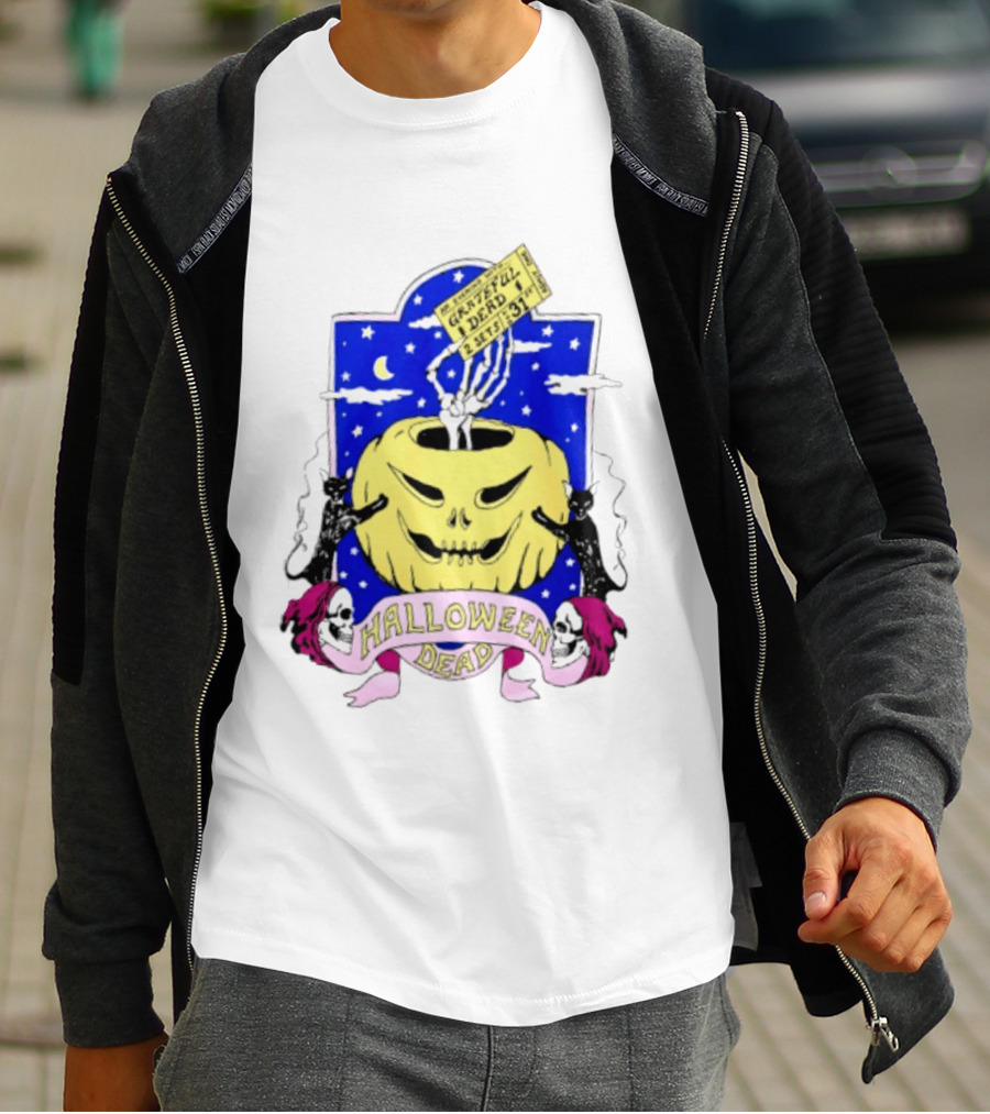 Grateful Dead Halloween Skeleton Hand With Pumpkin And Ticket 1971 T-Shirt