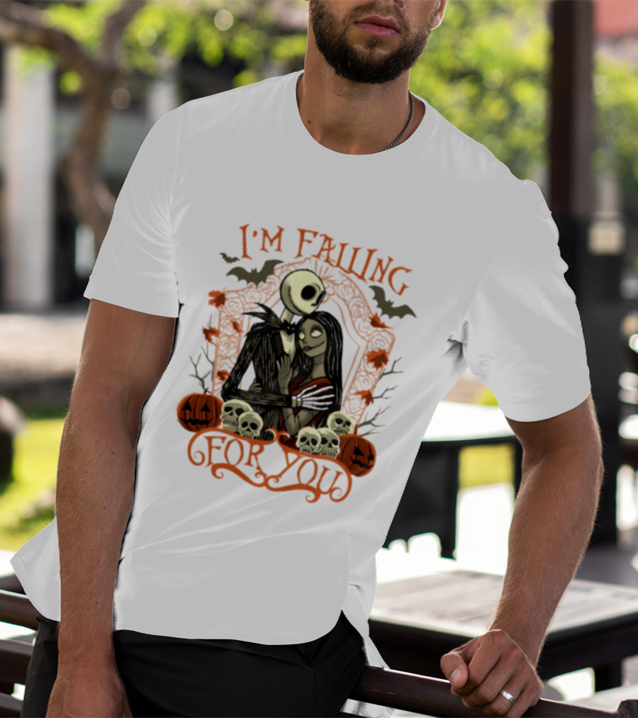 I'm Falling For You The Nightmare Before Halloween Jack And Sally Halloween Pumpkins Skulls Bats T-Shirt