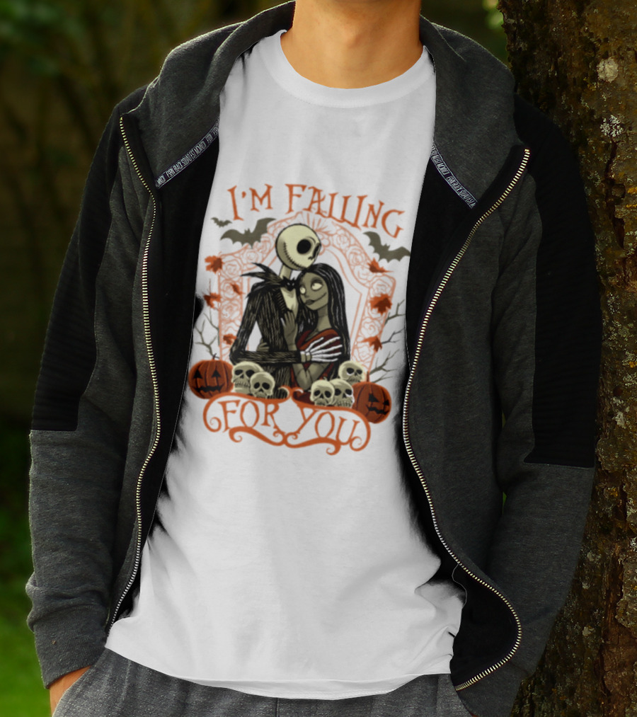 I'm Falling For You The Nightmare Before Halloween Jack And Sally Halloween Pumpkins Skulls Bats T-Shirt