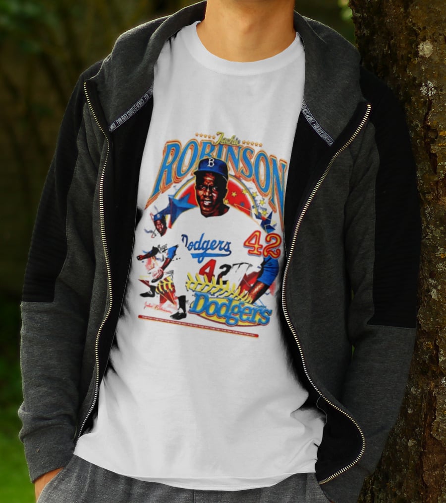 Jackie Robinson Dodgers 42 Legends Baseball Icon Two Sided T-Shirt