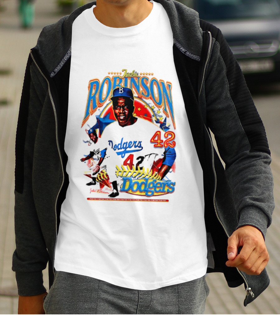 Jackie Robinson Dodgers 42 Legends Baseball Icon Two Sided T-Shirt