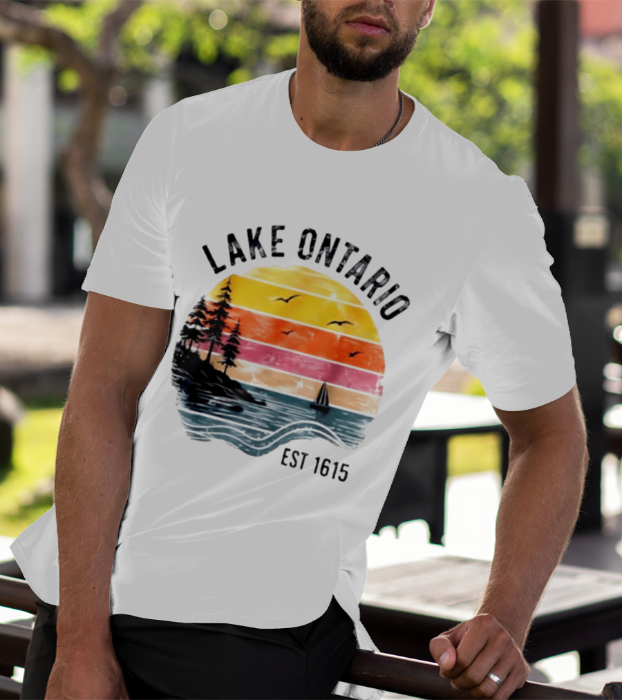 Lake Ontario Est 1615 Great Lakes Nature Sunset Sailing Scene T-Shirt