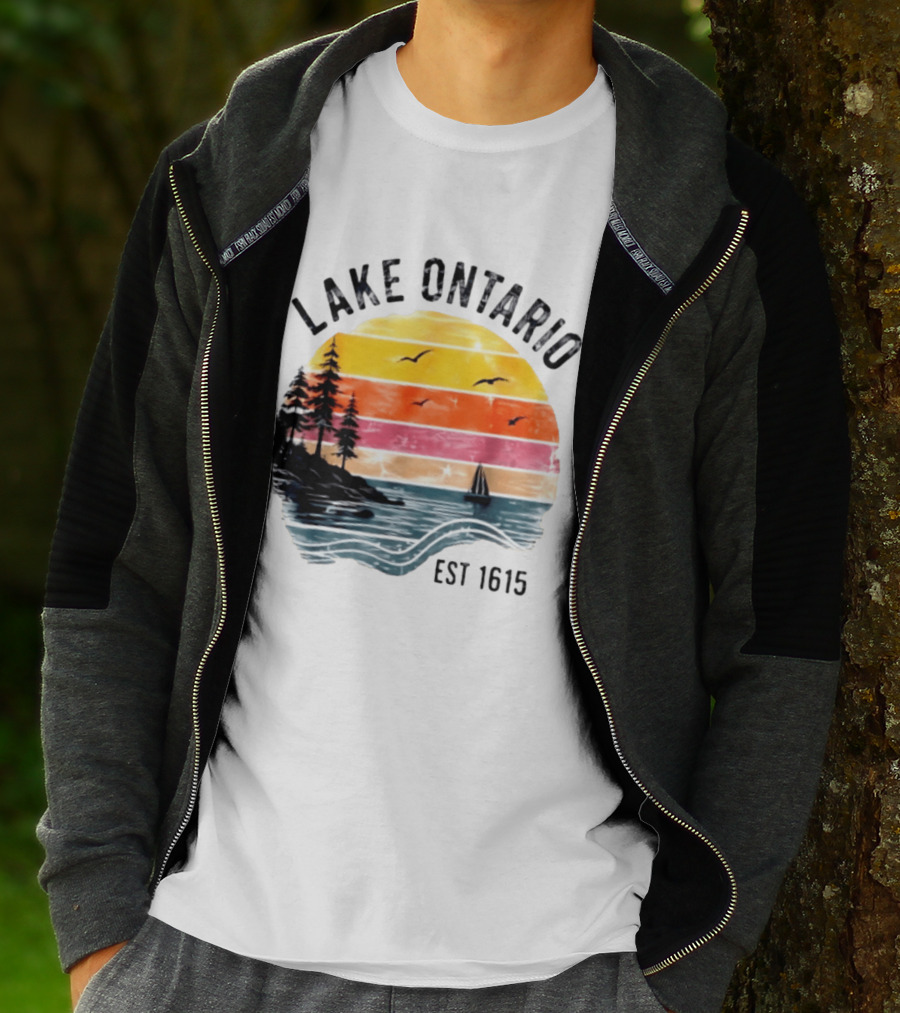 Lake Ontario Est 1615 Great Lakes Nature Sunset Sailing Scene T-Shirt