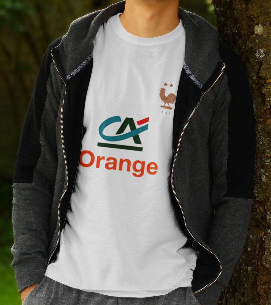 Crédit Agricole Orange Rooster Emblem With Stars And FF T-Shirt