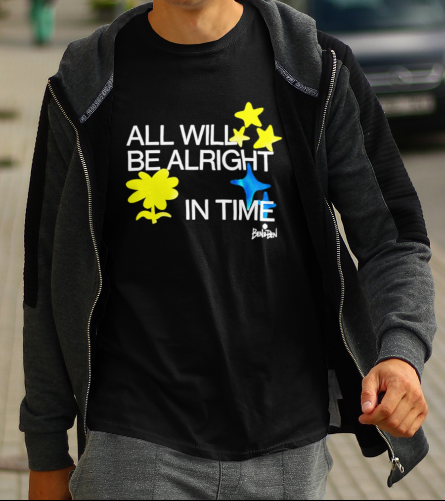 All Will Be Alright In Time OPM Star Text With Yellow Flowers And Stars T-Shirt