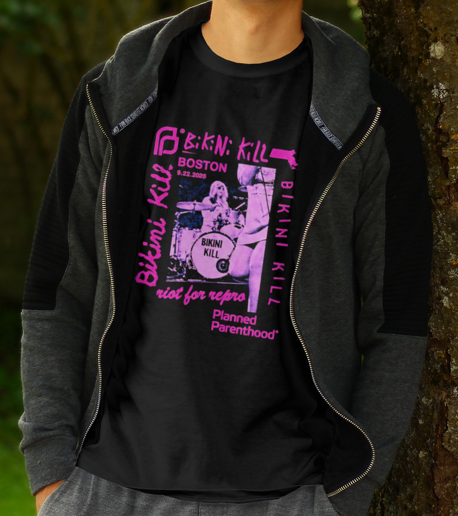 Bikini Kill Boston Sept 22 2026 Planned Parenthood Benefit Riot Grrrl Concert T-Shirt