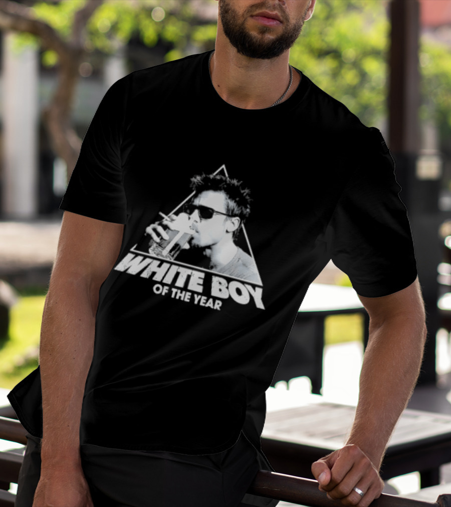 White Boy Of The Year Brad Pitt Fight Club Smoking And Beer T-Shirt