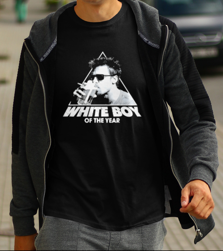 White Boy Of The Year Brad Pitt Fight Club Smoking And Beer T-Shirt