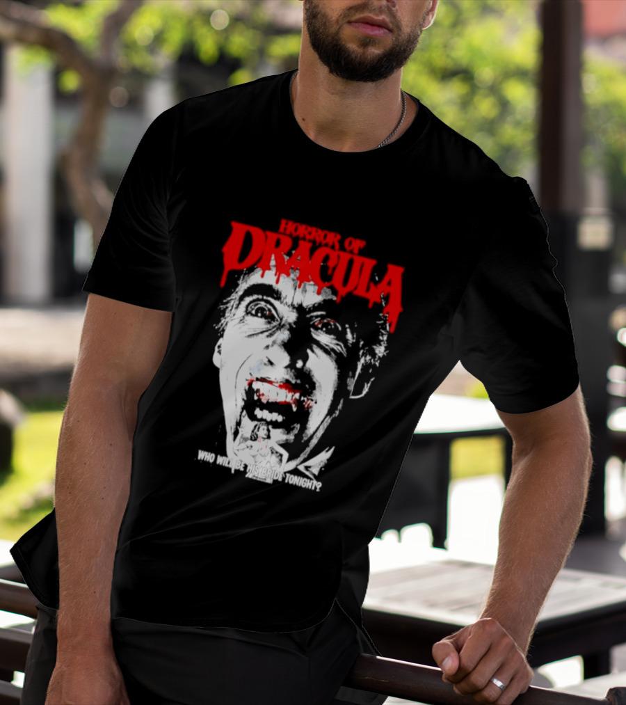 Horror Of Dracula Who Will Be His Bride Tonight Vintage Vampire Movie T-Shirt