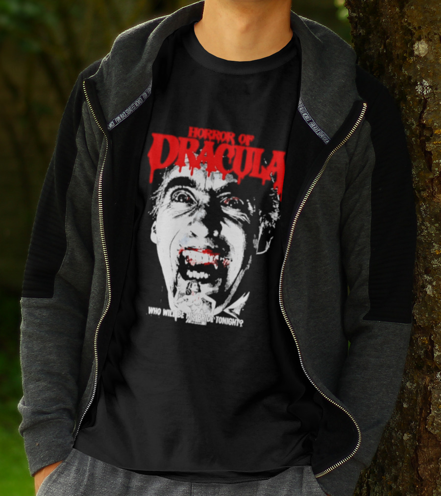 Horror Of Dracula Who Will Be His Bride Tonight Vintage Vampire Movie T-Shirt