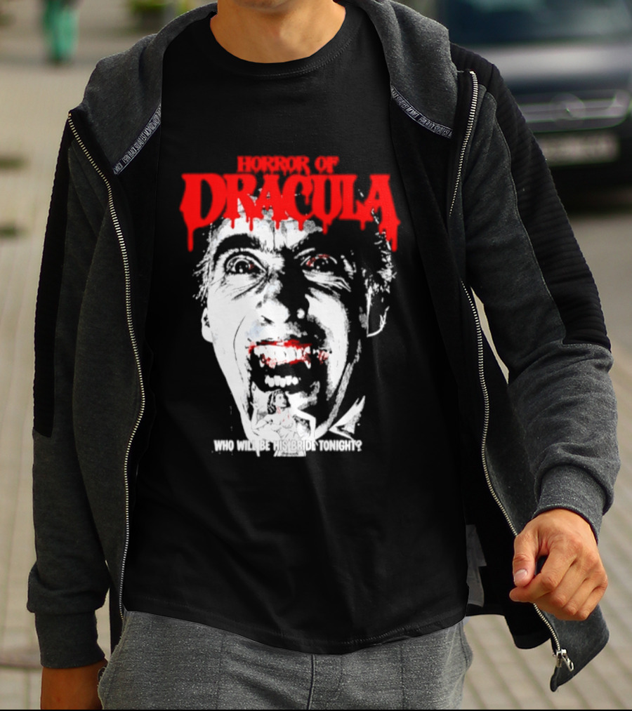 Horror Of Dracula Who Will Be His Bride Tonight Vintage Vampire Movie T-Shirt