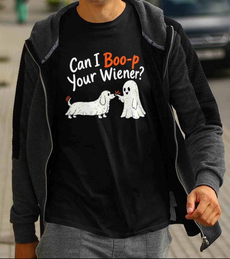 Can I Boo P Your Wiener Dachshund Ghost And Dog Halloween Fun T-Shirt